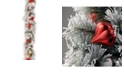 National Tree Company 9' Snowy Bristle Pine Garland with Red & Silver Ornaments & 70 Clear Lights